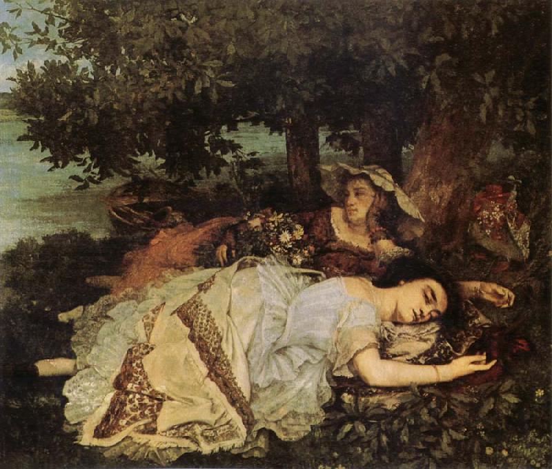Gustave Courbet Young Women on the Banks of the Seine oil painting image